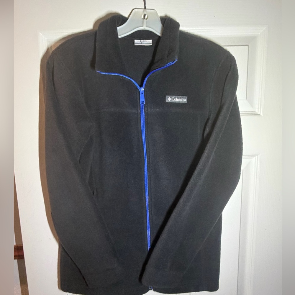 Columbia Black Fleece Jacket with Blue Trim